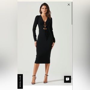 ASTR the Label Jovie Front Cutout Bodycon Midi Dress - Black / XS